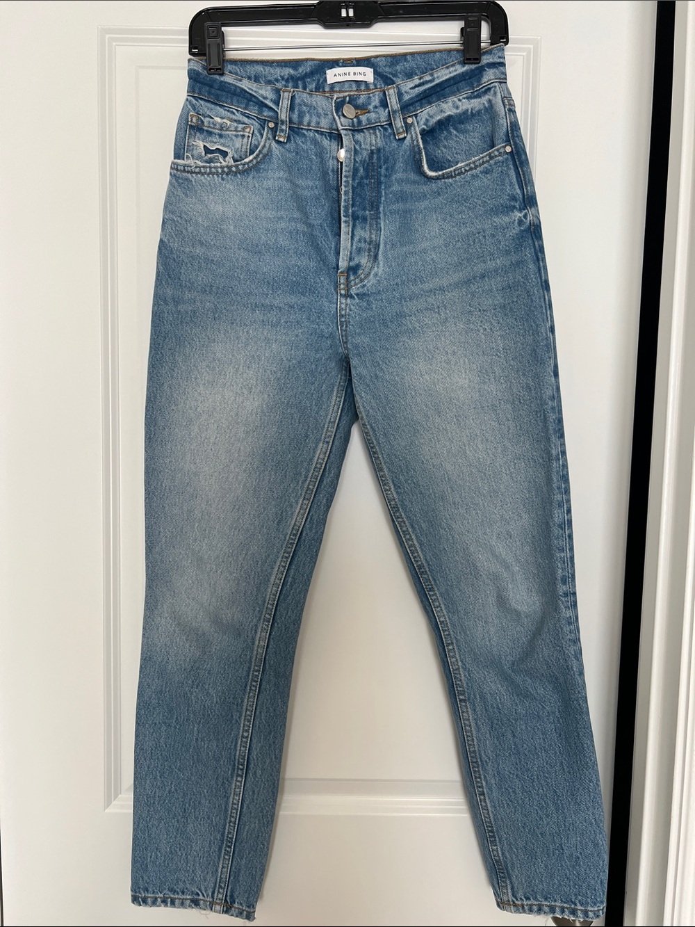Anine Bing High-Rise Light Blue Straight Jeans